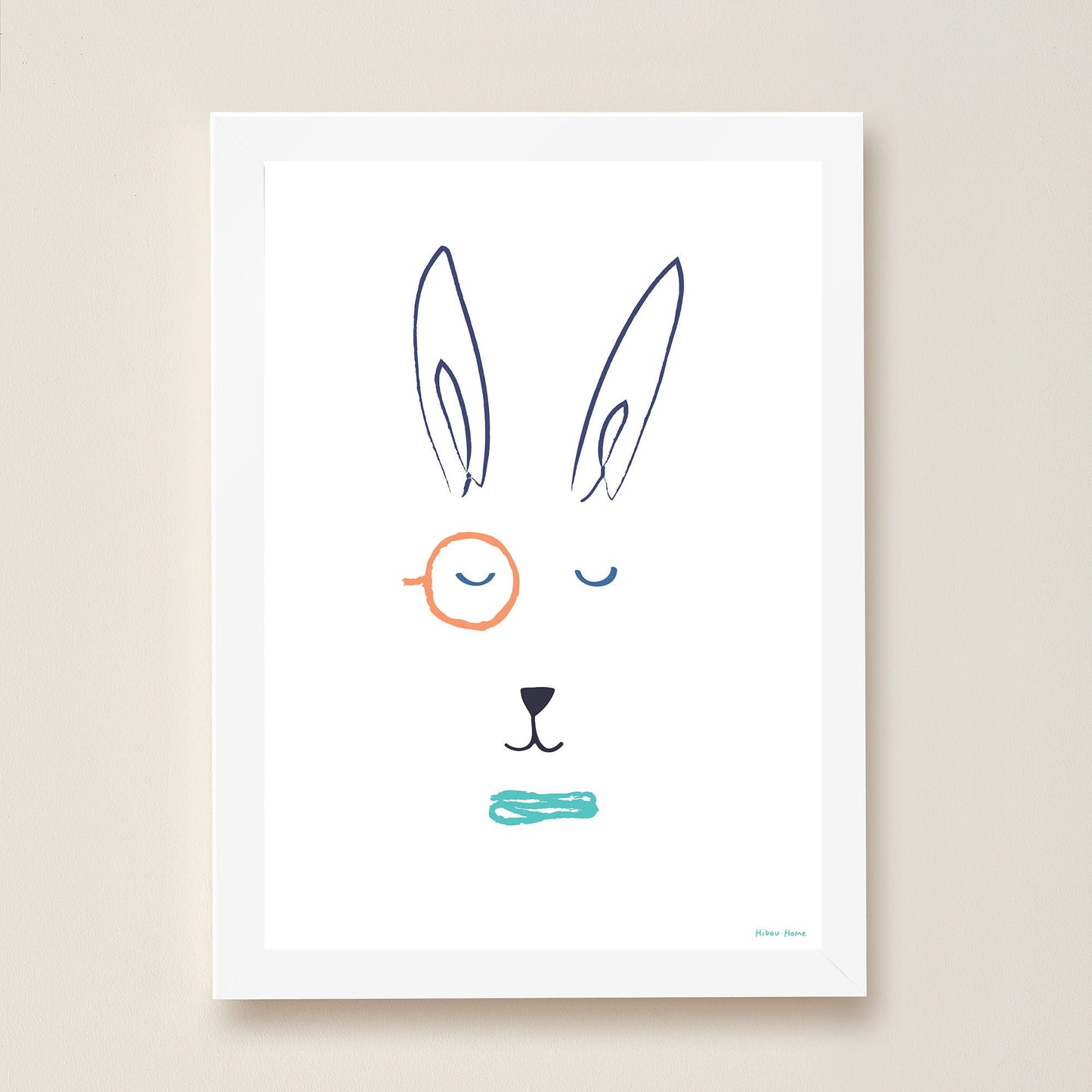 Hibou Design Hector Hare Art Print - White