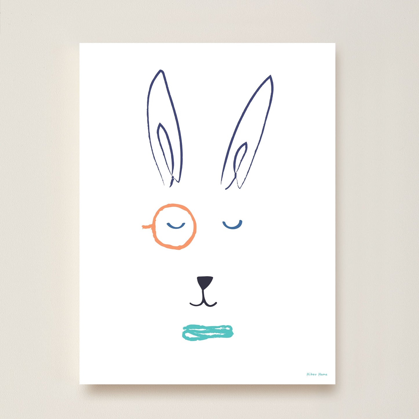 Hibou Design Hector Hare Art Print - White