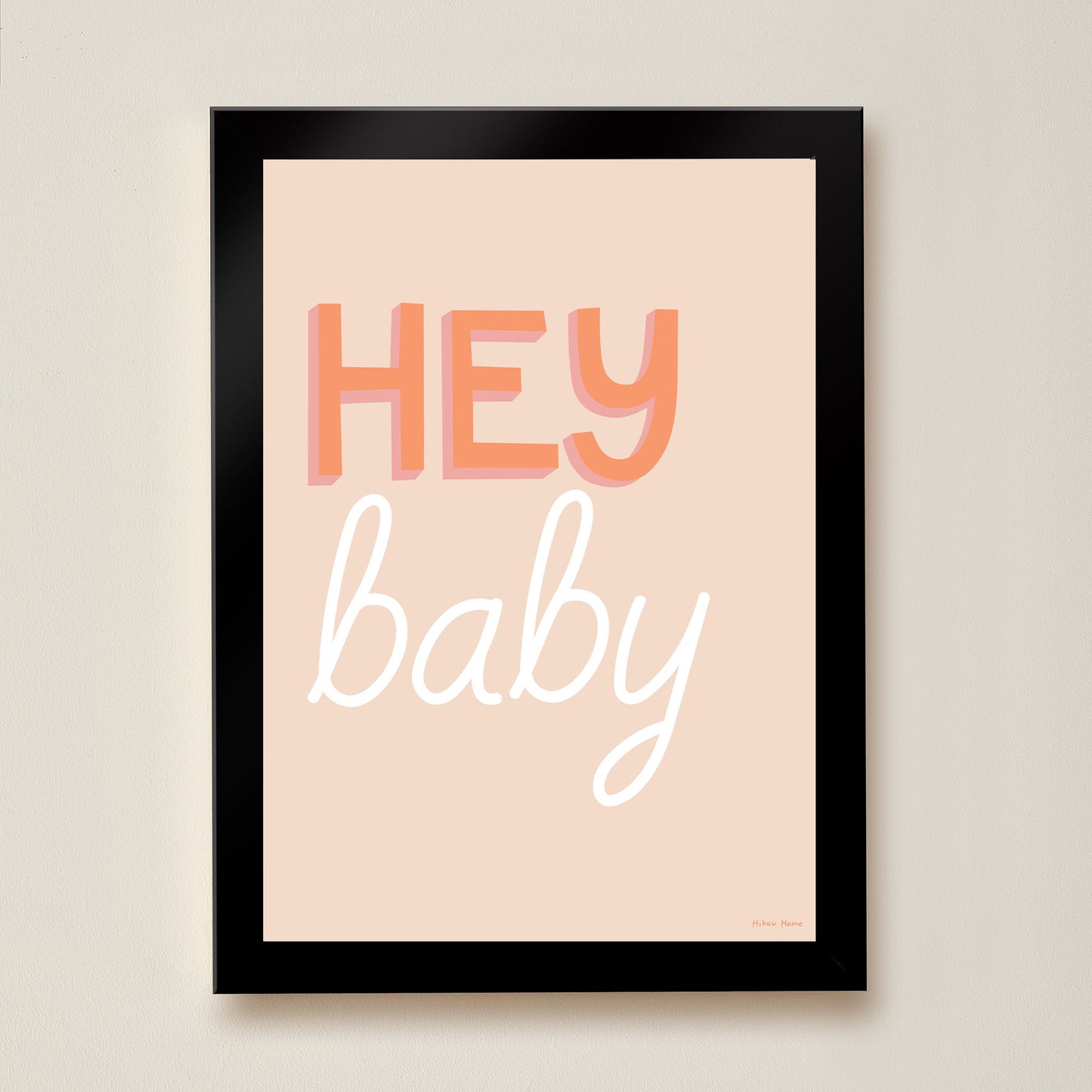 Hibou Design Hey Baby Art Print - Coral