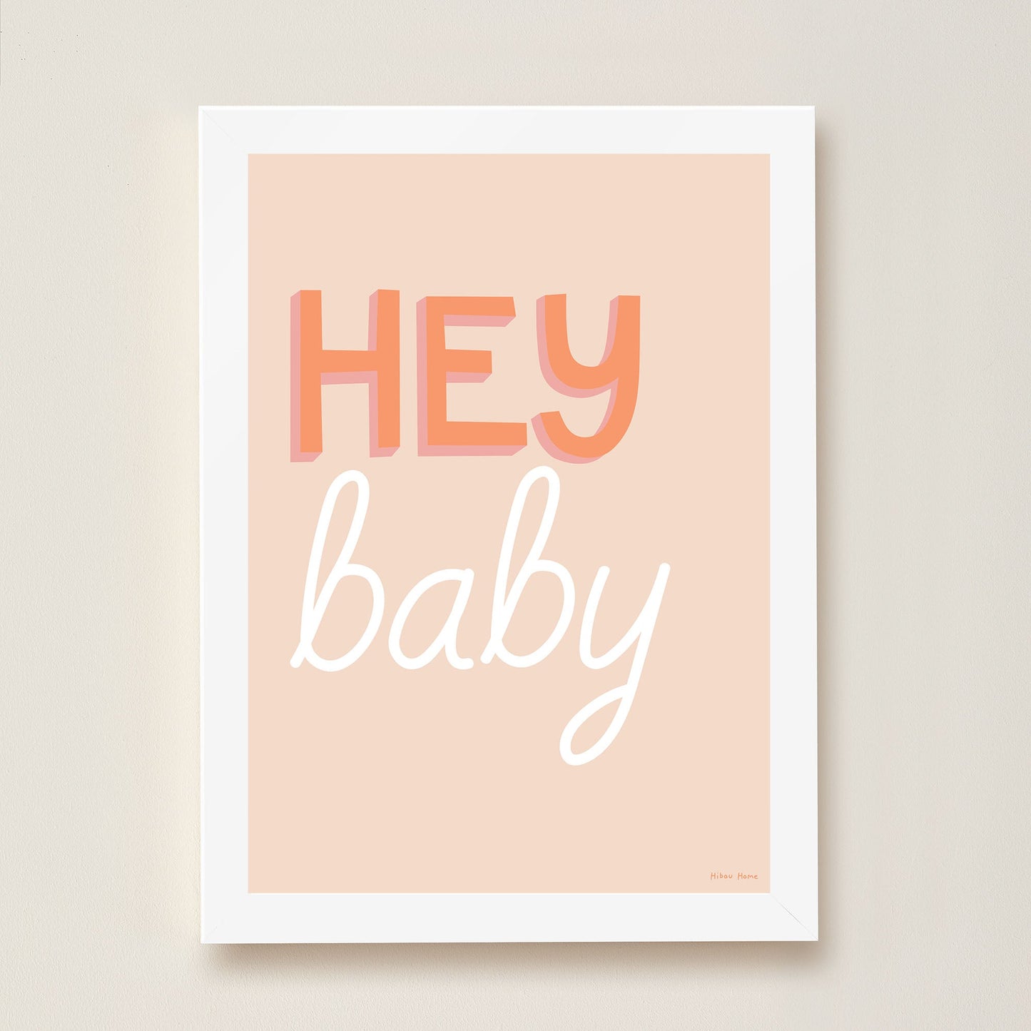Hibou Design Hey Baby Art Print - Coral