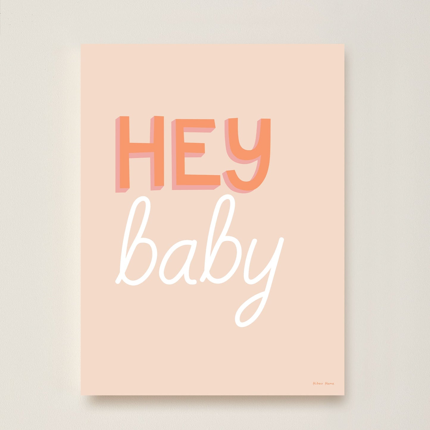 Hibou Design Hey Baby Art Print - Coral