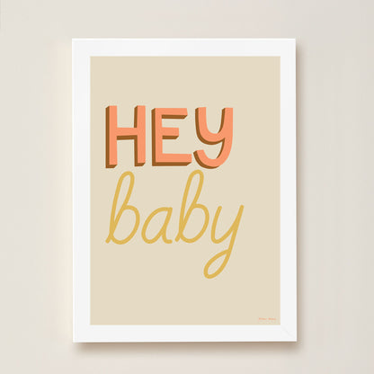 Hibou Design Hey Baby Art Print - Sand