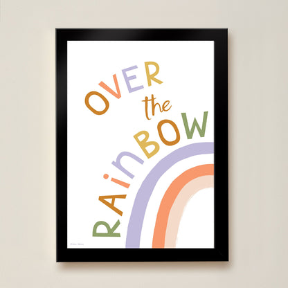 Hibou Design Over the Rainbow Art Print - White