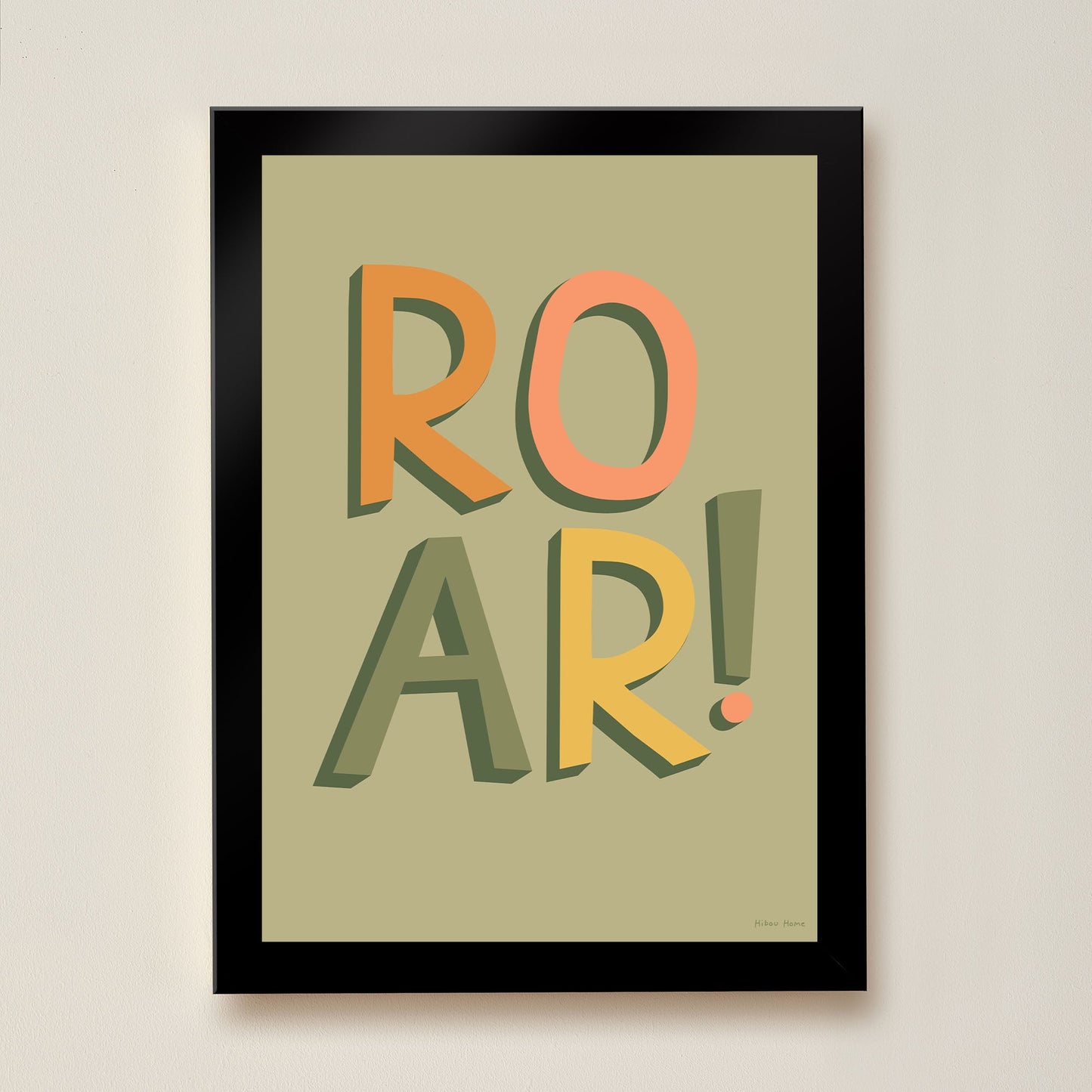 Hibou Design ROAR! Art Print - Khaki