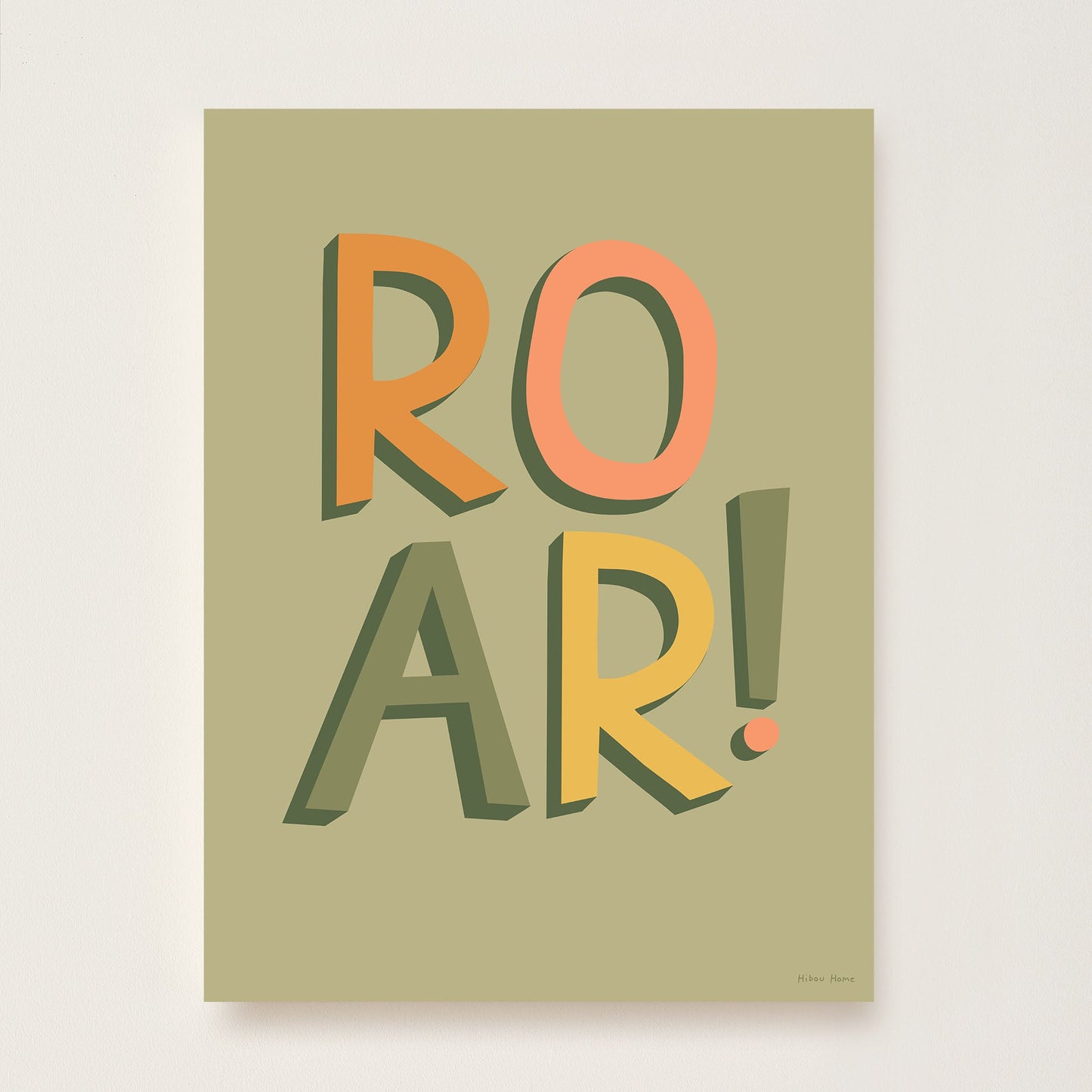 Hibou Design ROAR! Art Print - Khaki
