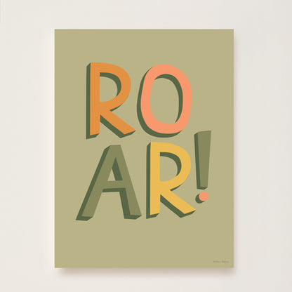 Hibou Design ROAR! Art Print - Khaki