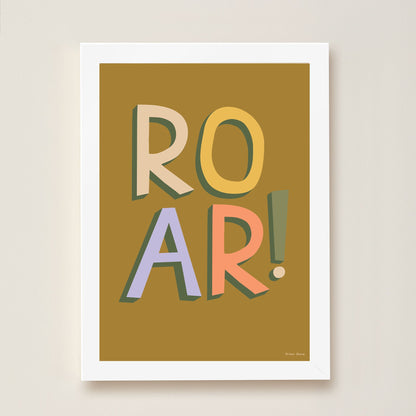 Hibou Design ROAR! Art Print - Olive