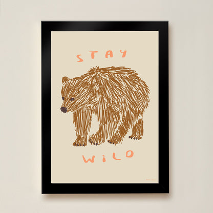 Hibou Design Stay Wild Art Print - Taupe