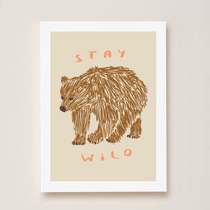 Hibou Design Stay Wild Art Print - Taupe