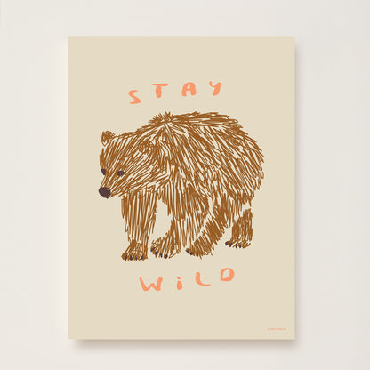 Hibou Design Stay Wild Art Print - Taupe