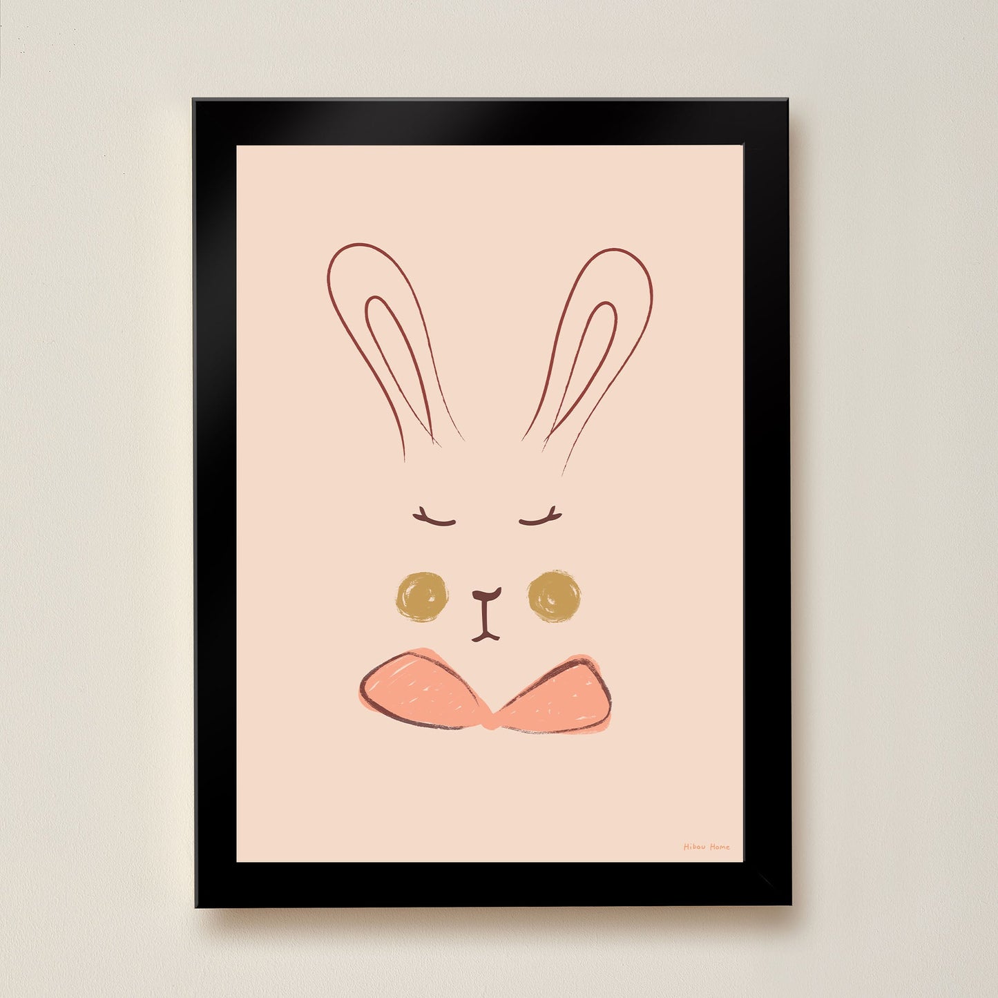 Hibou Design Sylvie Rabbit Art Print - Coral