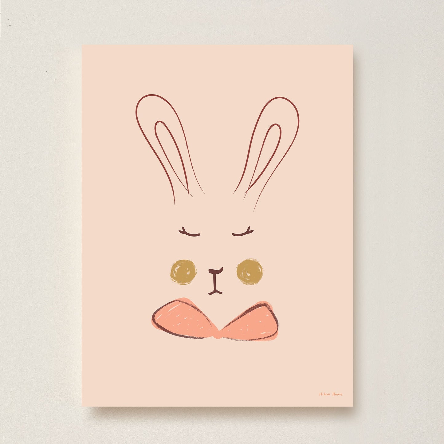 Hibou Design Sylvie Rabbit Art Print - Coral