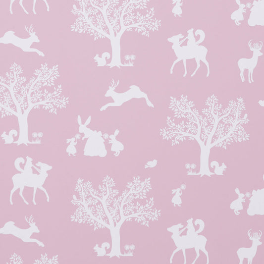 Hibou Design Enchanted Wood Wallpaper - Peony Pink