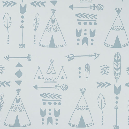 Hibou Design Teepees Wallpaper - Storm Green/Grey
