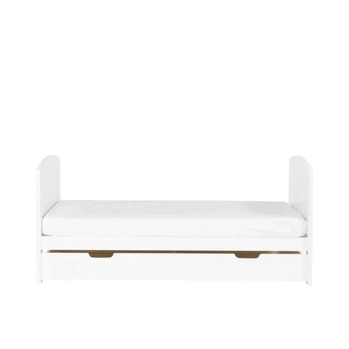 Ickle Bubba Coleby Scandi Cot Bed with Under Drawer Scandi White - Premium Sprung Mattress