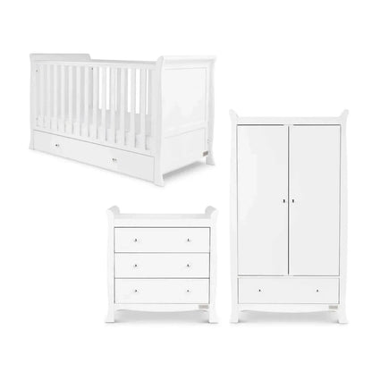 Ickle Bubba Snowdon Classic 3 Piece Furniture Set White - Premium Pocket Sprung Mattress