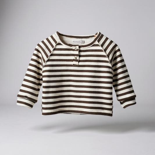 Brown & White Striped Thick Long Sleeve Top