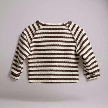 Brown & White Striped Thick Long Sleeve Top