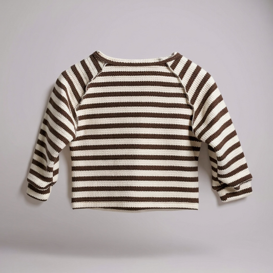 Brown & White Striped Thick Long Sleeve Top