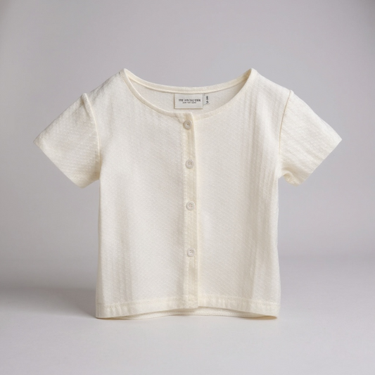 Ribbed Ruffle Hem Button Top & Shorts Set