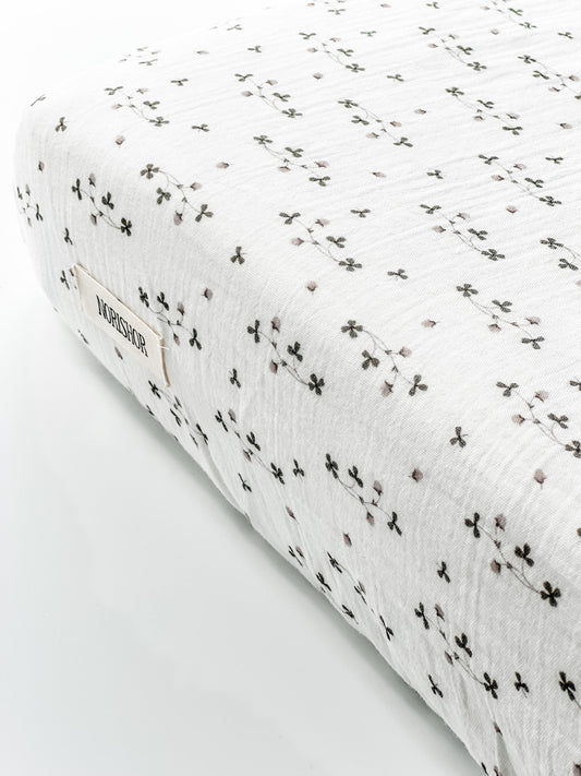 Muslin Cotton Fitted Cotbed Sheet - Botanical