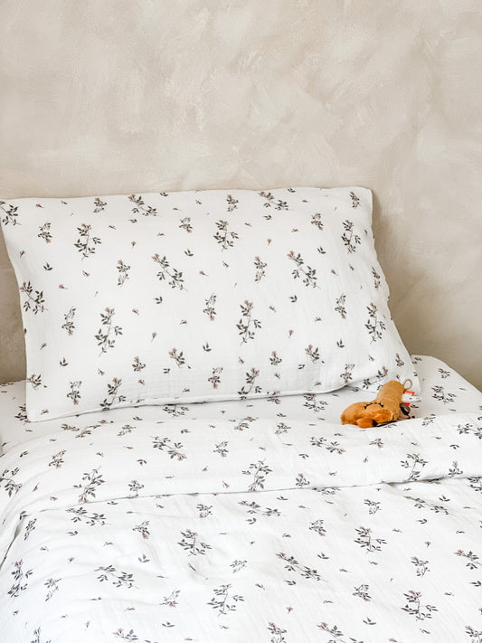 Muslin Cotton Fitted Cotbed Sheet - Jasmine Rose