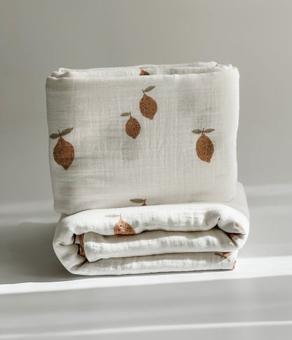 Baby Blanket -  Muslin Swaddle - Lemons