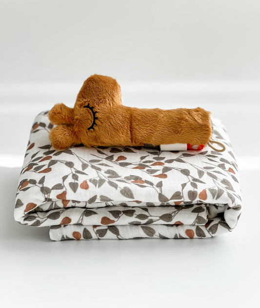 Baby Blanket -  Muslin Swaddle - Forest Pear