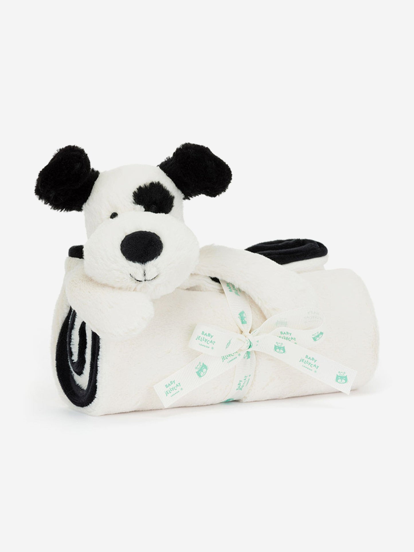 Bashful Black & Cream Puppy Blankie in White (70cm)