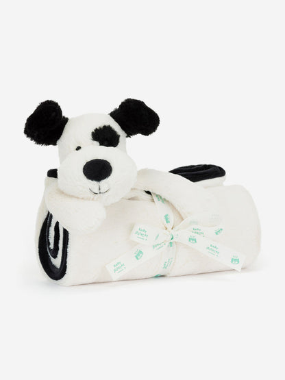 Bashful Black & Cream Puppy Blankie in White (70cm)