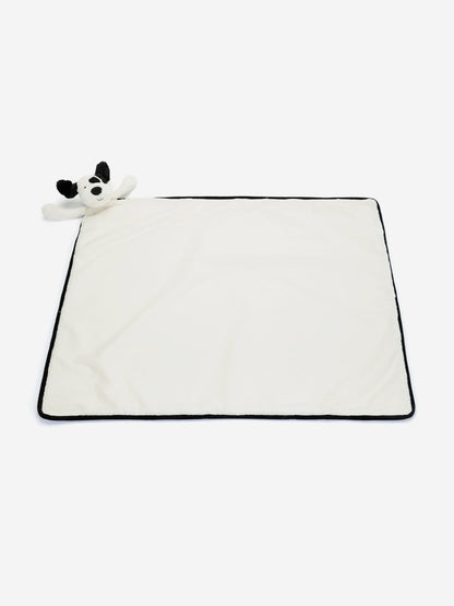 Bashful Black & Cream Puppy Blankie in White (70cm)