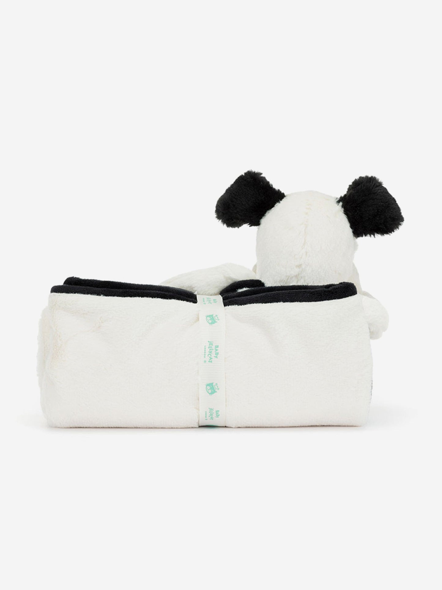 Bashful Black & Cream Puppy Blankie in White (70cm)