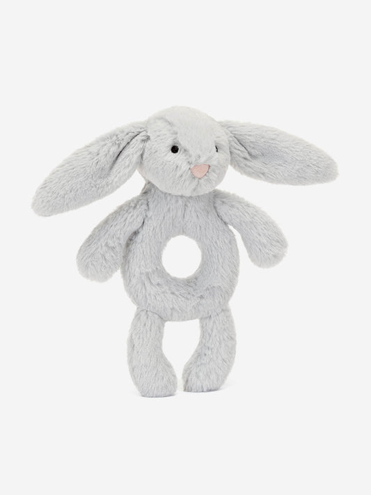 Bashful Silver Bunny Ring Rattle in Silver (18cm)