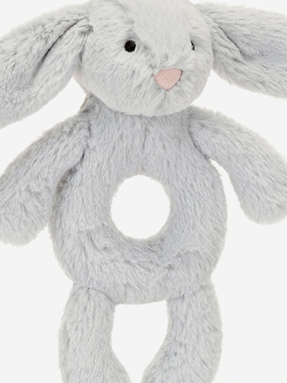 Bashful Silver Bunny Ring Rattle in Silver (18cm)