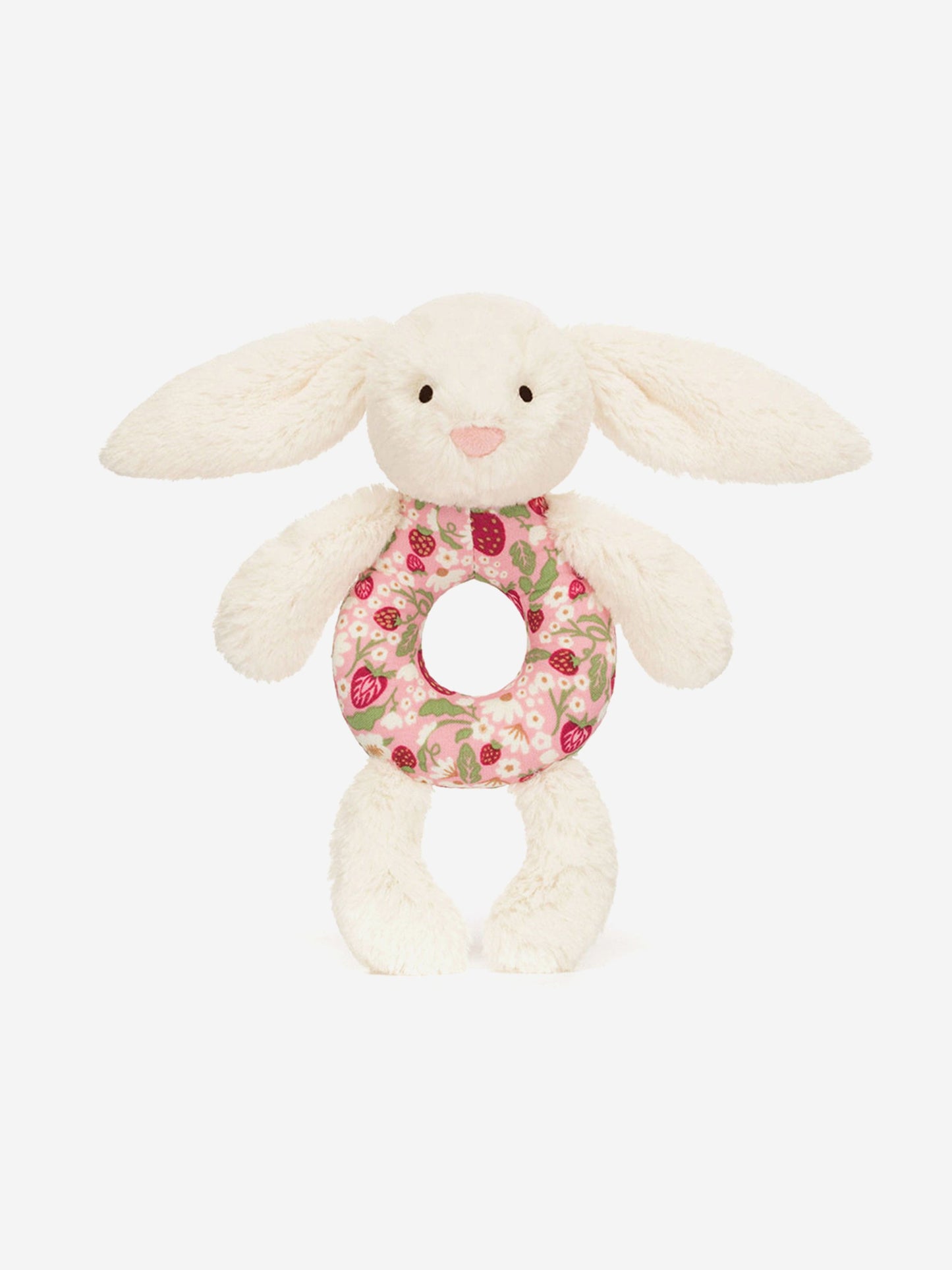 Blossom Cream Bunny 'Berry' Ring Rattle in Ivory (18cm)