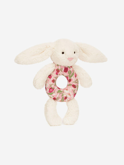 Blossom Cream Bunny 'Berry' Ring Rattle in Ivory (18cm)