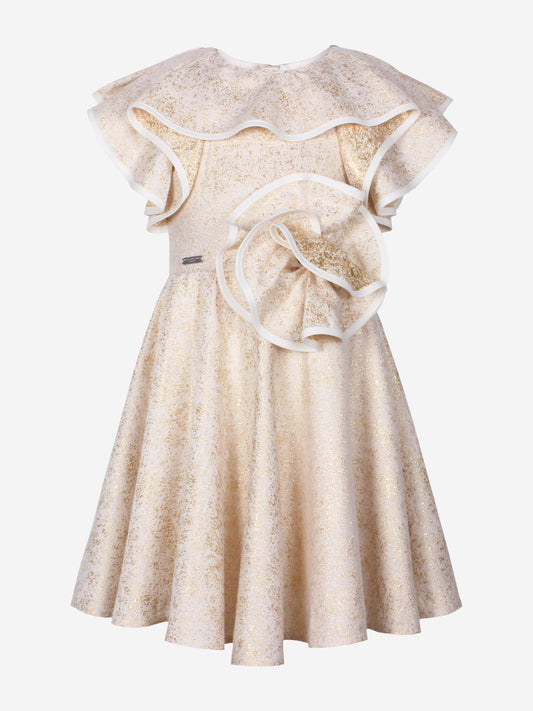 Jessie And James Girls Blossom Freckle Dress in Gold