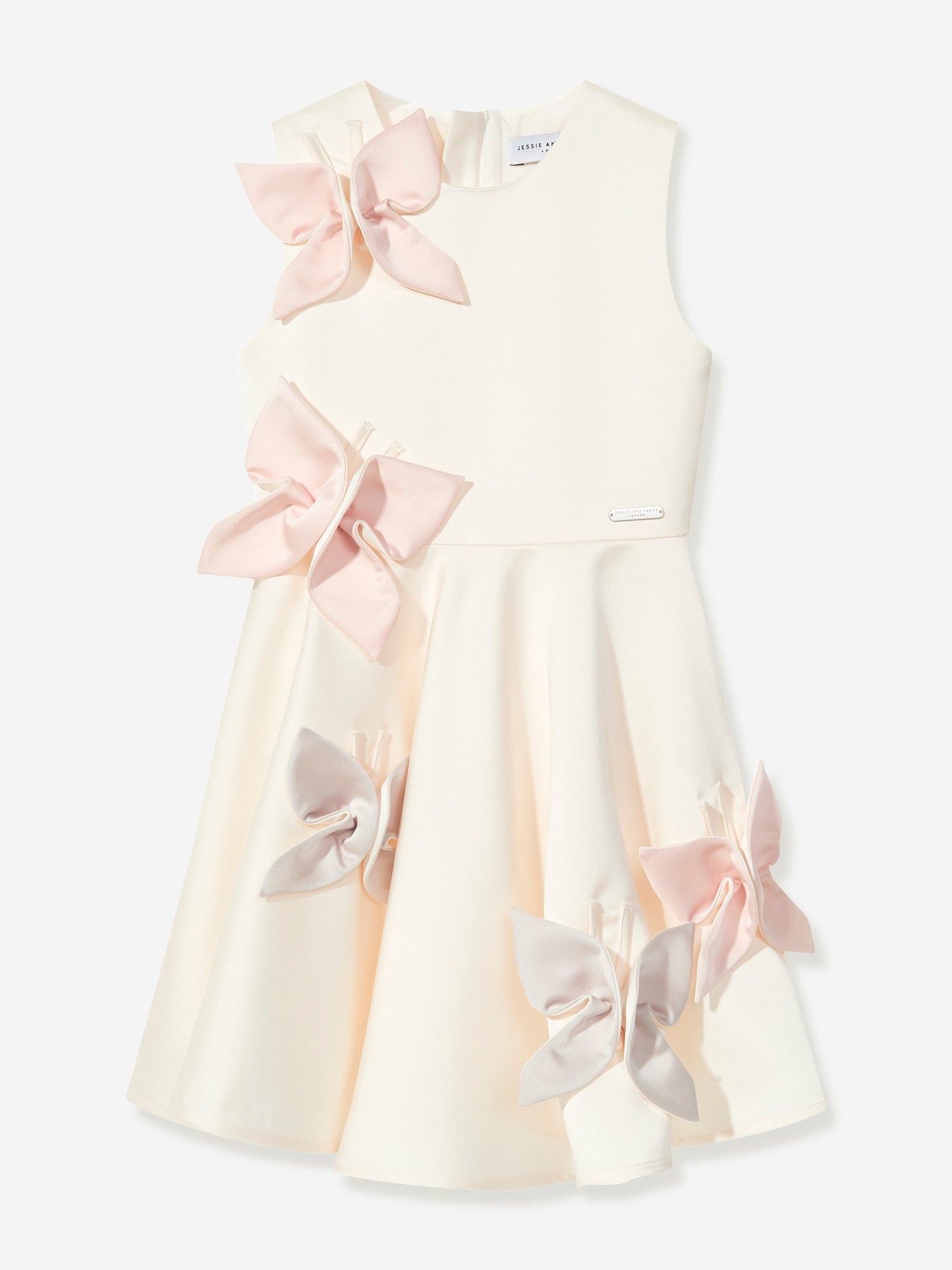 Jessie And James Girls Satin Butterfly Dress in Ivory