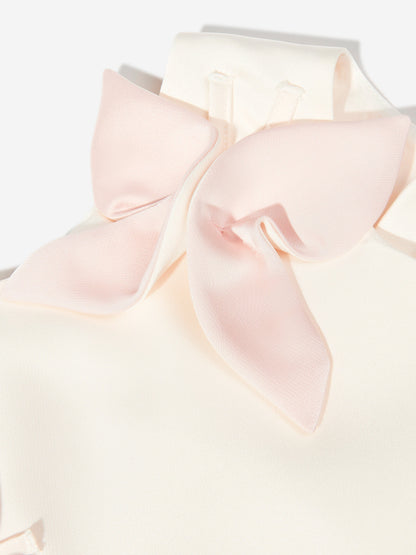 Jessie And James Girls Satin Butterfly Dress in Ivory