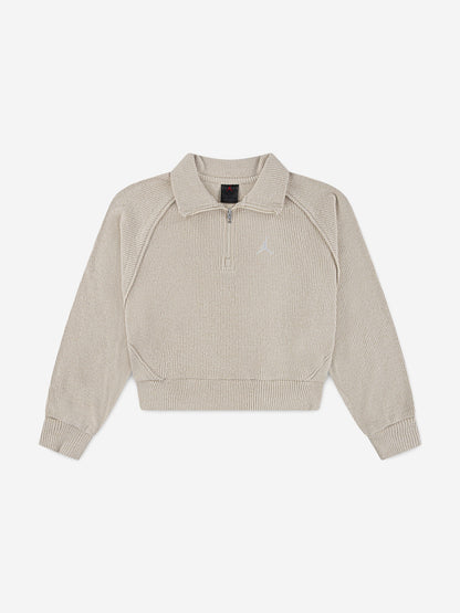 Jordan Girls Quarter Zip Sweatshirt in Beige