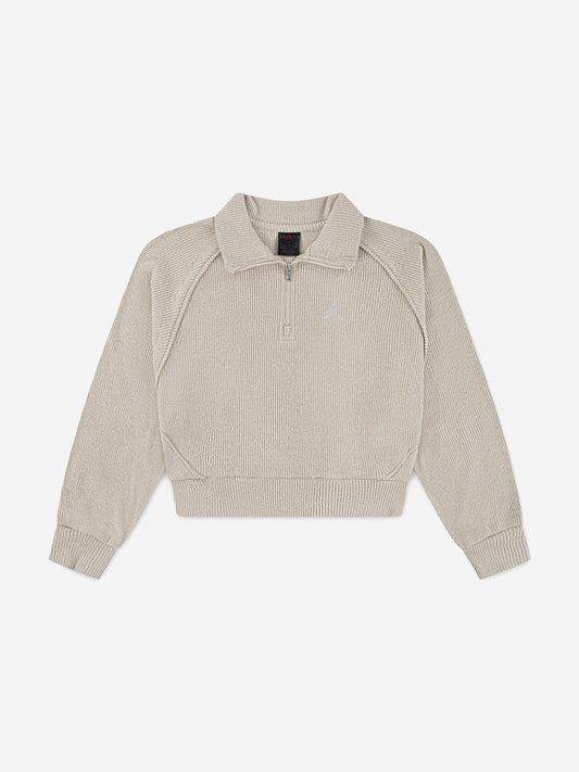 Jordan Girls Quarter Zip Sweatshirt in Beige