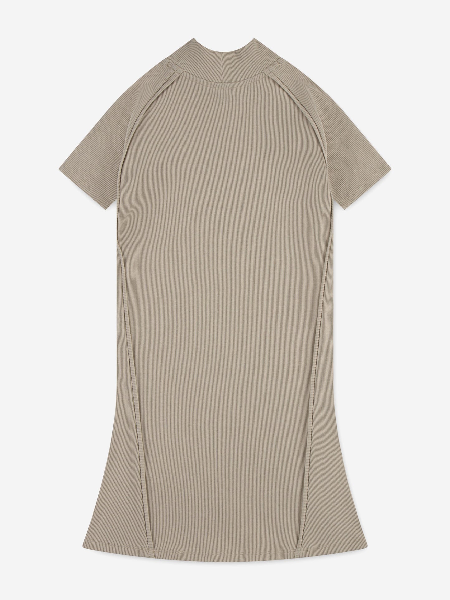Jordan Girls Mock Neck Ribbed Dress in Beige