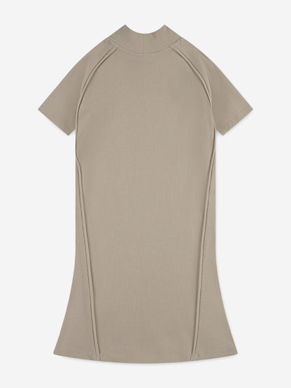 Jordan Girls Mock Neck Ribbed Dress in Beige