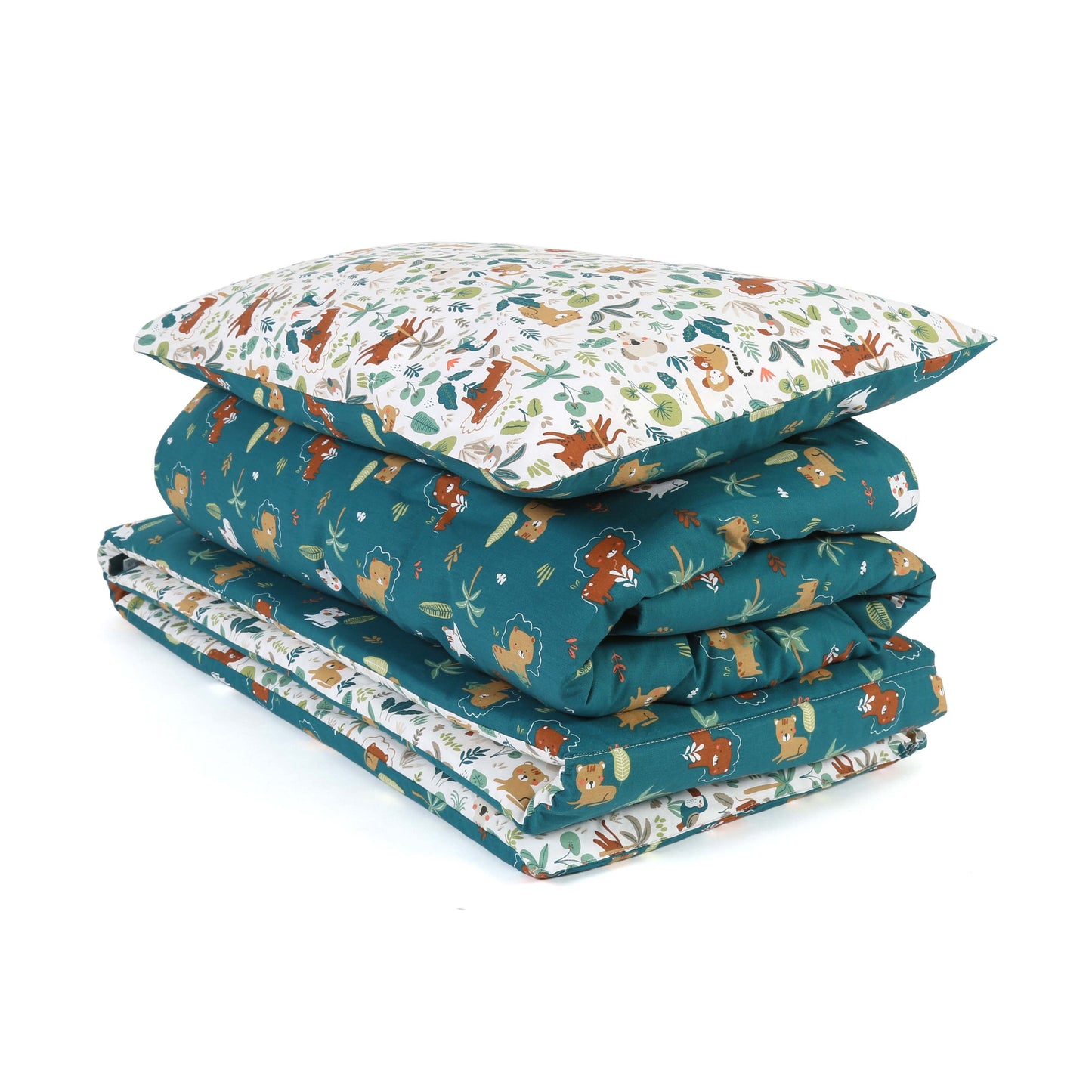 Jungle Organic Cotton Toddler 3 Piece All-in-One 4.0 Tog Quilt Bedding Set with Bumper