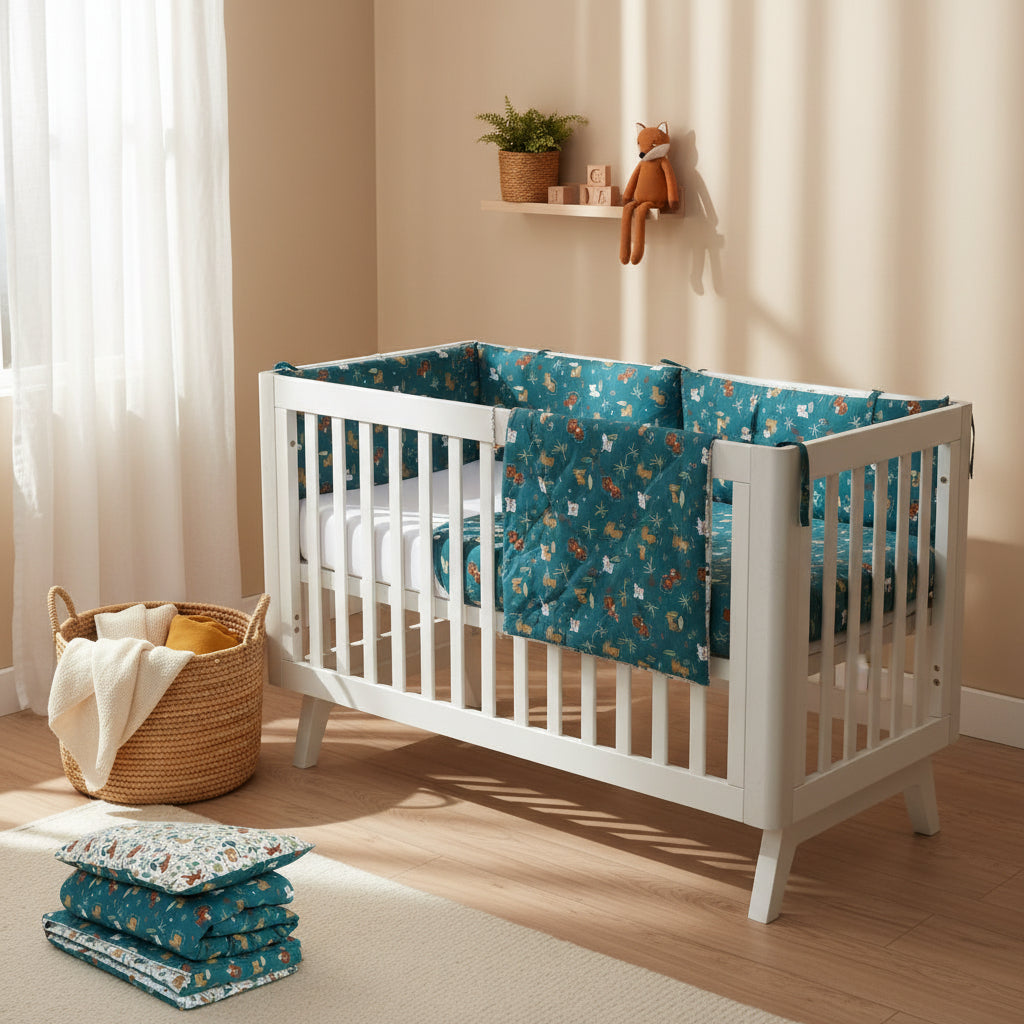 Jungle Organic Cotton Toddler 3 Piece All-in-One 4.0 Tog Quilt Bedding Set with Bumper