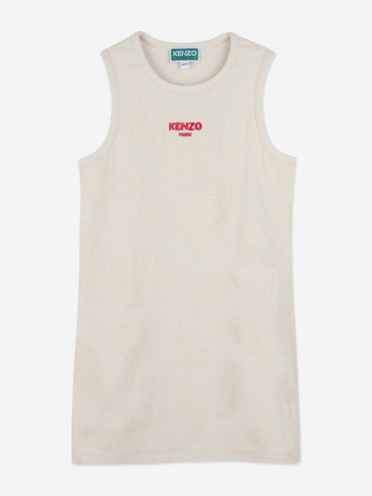 KENZO Girls Logo Tank Dress in Beige