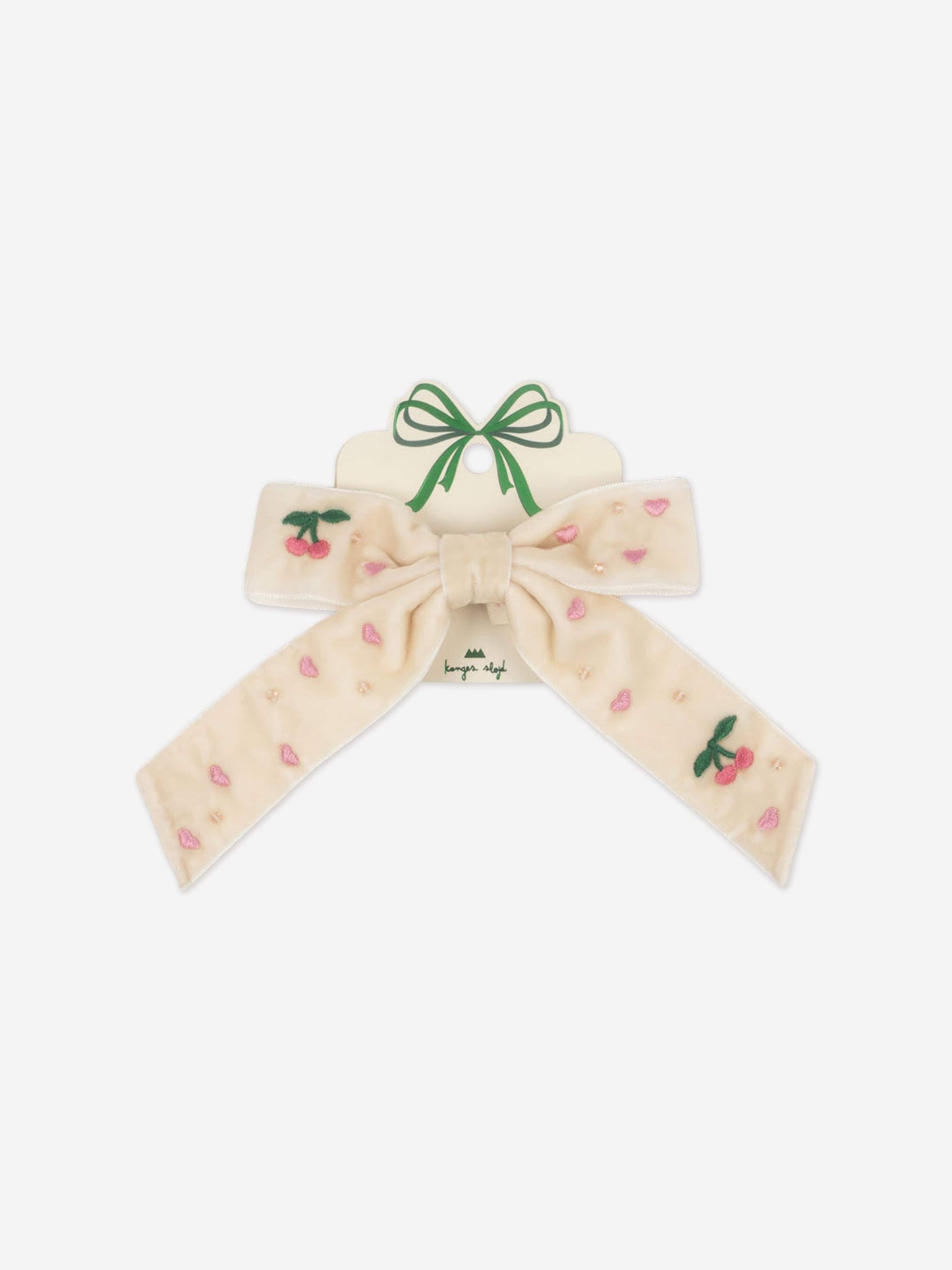 Konges Sløjd Girls Velvet Bow Pearly Hair Clip in Ivory