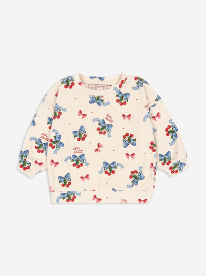 Konges Sløjd Girls Cherry Itty Sweatshirt in Ivory
