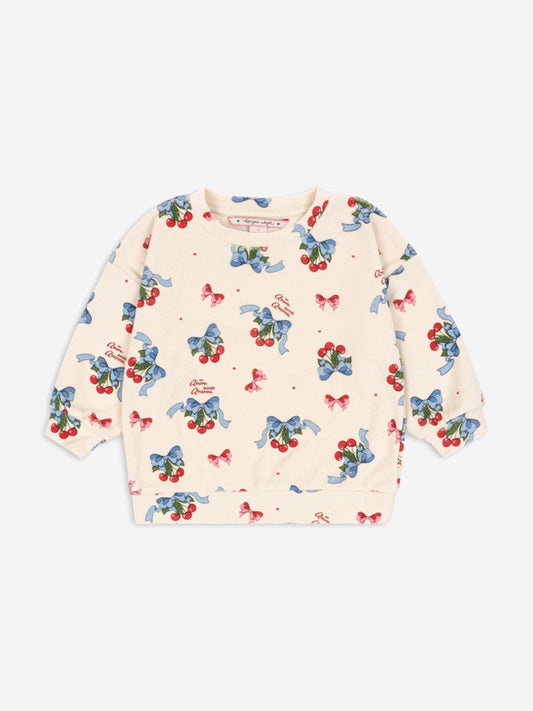 Konges Sløjd Girls Cherry Itty Sweatshirt in Ivory