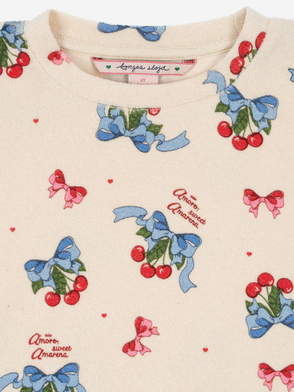 Konges Sløjd Girls Cherry Itty Sweatshirt in Ivory